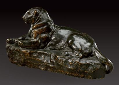ANTOINE-LOUIS BARYE, d'après un modèle de «Panthère de l'Inde N°2» Epreuve en bronze...