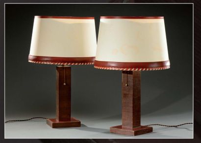 PAUL DUPRE-LAFON (1900-1971) et HERMES PARIS Paire de lampes à fût quadrangulaire...