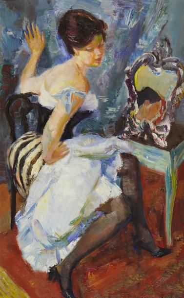 Louis BERTHOMME-SAINT ANDRE (1905-1977) Jeune fille, la quadrilleuse Huile sur toile,...