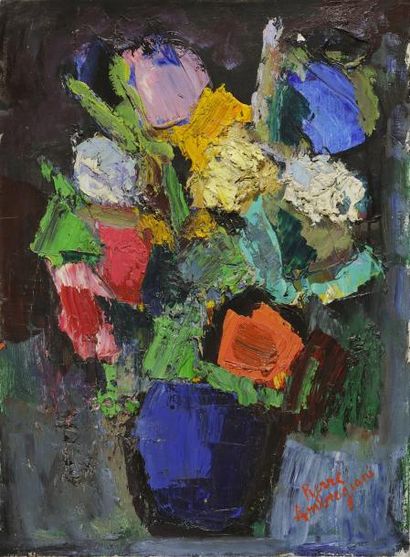 Pierre AMBROGIANI (1907-1985) Nature morte au bouquet de fleurs Huile sur toile,...