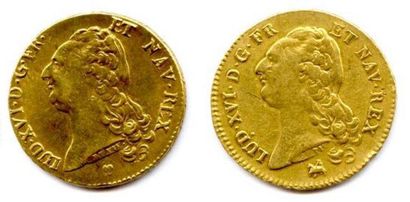 null Lot de deux double-louis d'or au buste nu de Louis XVI: 1786 Strasbourg (BB)...