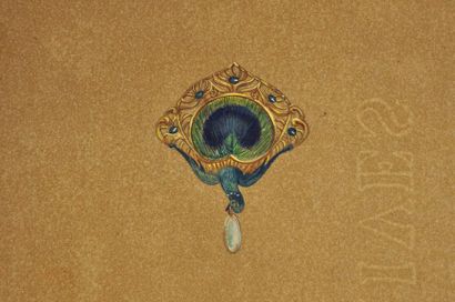 RENE LALIQUE (1860-1945) Dessin préparatoire pour un pendentif, gouache et encre...