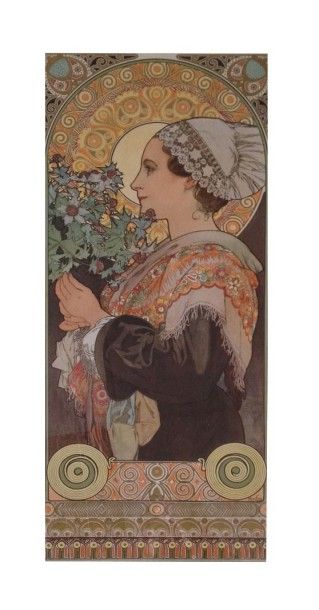 ALPHONS MARIA MUCHA (1860-1939) «Chardon des sables» Lithographie sur papier en couleur...