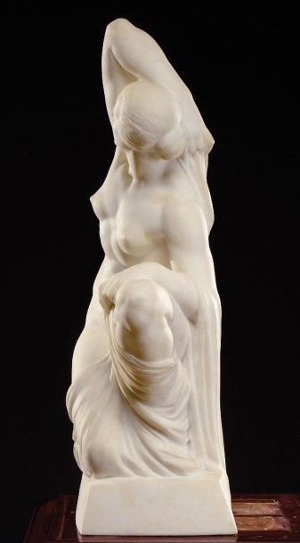 JOSEPH CORMIER DIT JOE DESCOMPS (1869-1950) "L'Aurore" Importante sculpture en taille...