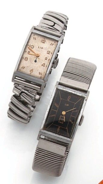 null Lot de 2 montres Rectangles LIP. Vers 1940. Mouvement T18. Dans l'état