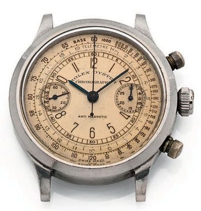 ROLEX Anti Magnetic. Vers 1938. N°133949. Rare chronographe «Monobloco » Ref 3525...