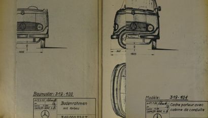 null Lot de 2 plans des camions Mercedes Benz 1958 type 319 100 et 319 101