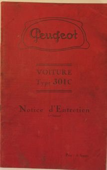 null Notice d'entretien Peugeot 301C