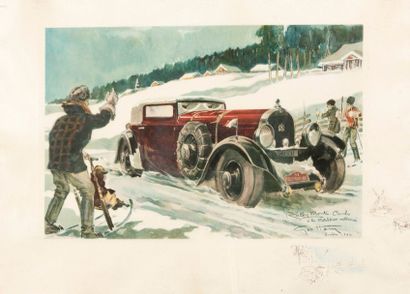 null Tableau HOTCHKISS au rallye de Monte Carlo 1932 par Geo Ham