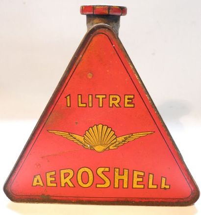 null Bidon d'huile triangulaire Aeroshell avec son opercule 19 x 19,5 x 6 cm état...