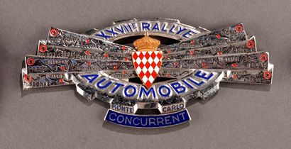 Badge rallye automobile Montecarlo 1956 Accidents...