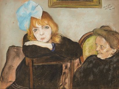 Jean LAUNOIS (1898-1942) Jeune fille aux yeux clairs, Alger 1923 Pastel et crayon...