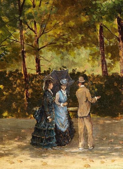 Giuseppe de NITTIS (1846-1884) Promenade dans le parc, circa 1871-1872 Huile sur...