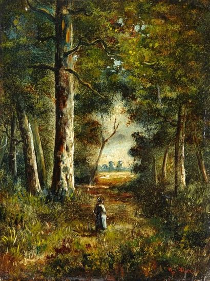 Narcisse Virgile Diaz de la Pena (1808-1876) Promenade dans le bois Huile sur panneau,...
