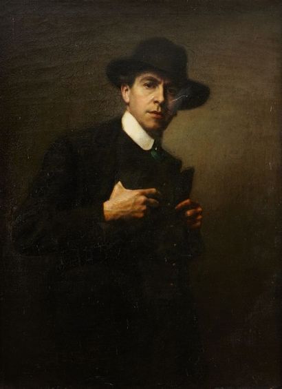 Antony TRONCET (1879-1939) Autoportrait présumé, 1919 Huile sur toile, signée et...