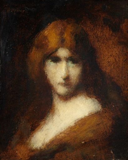 Jean Jacques HENNER (1829-1905) Portrait de femme Huile sur carton, signée en haut...