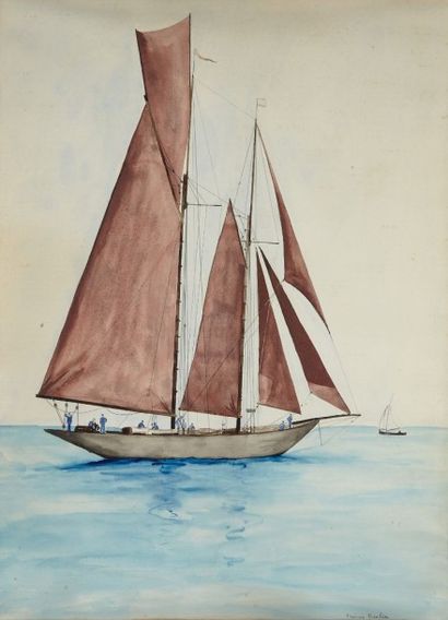 Francis PICABIA (1879-1953) Marine Aquarelle sur papier, signée en bas à droite 74.5...