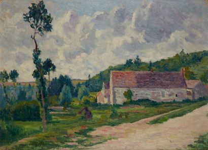 Maximilien Luce (1858-1941) La ferme d'Ezeaux, à Chalo-Saint-Mars Huile sur carton,...