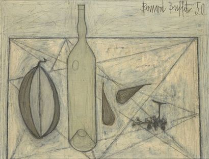 Bernard BUFFET (1928-1999) Nature morte à la bouteille, 1950 Huile sur toile, signée...