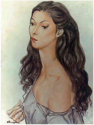 **Léonard Tsuguharu FOUJITA (1886-1968) Mademoiselle Yoko, 1953 Crayon sur papier...