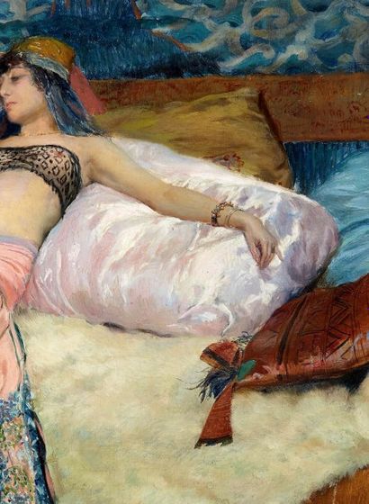 Georges Antoine ROCHEGROSSE (1859-1938) Sarah Bernhardt Huile sur toile, signée en...
