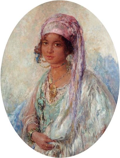 Edouard VERSCHAFFELT (1874-1955) Beauté de Bou-Saâda Huile sur toile, signée en bas...