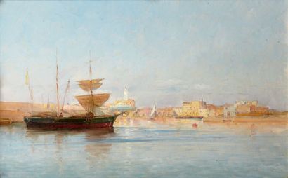 Marius REYNAUD (1860-1935) L'Amirauté d'Alger Huile sur toile, signée en bas à gauche...