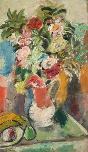 Charles DUFRESNE (1876-1938) Fleurs Huil sur toile, signée en bas à droite 55 x 33...