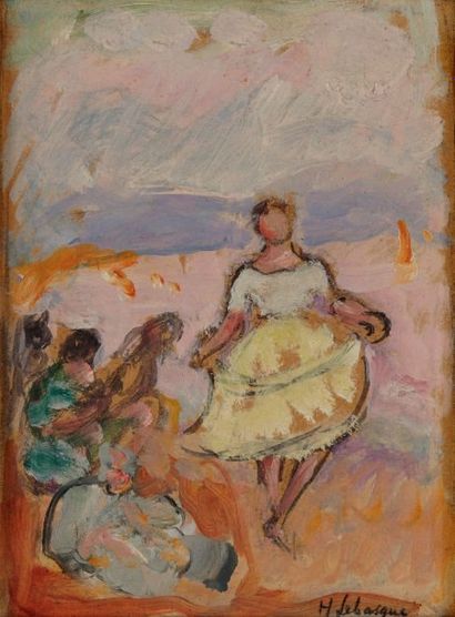 Henri LEBASQUE (1865-1937) Effet de danse, circa 1912 Huile sur papier marouflé sur...