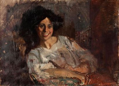 Ecole française début du XXème siècle Portrait de femme Huile sur toile 60 x 81 ...
