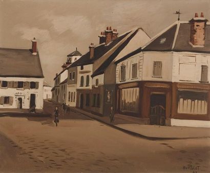 Robert HUMBLOT (1907-1962) Rue de village Huile sur toile, signée et datée 1943 en...