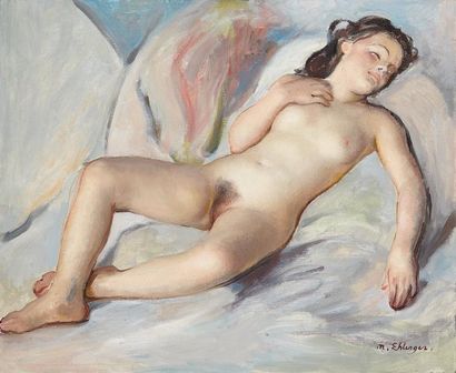 Maurice EHLINGER (1896-1981) Nu féminin Huile sur toile, signée en bas à droite 50...