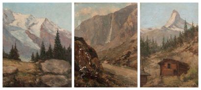 Clément CASTELLI (1870-1959) Le Mont Blanc, vue de la Flégère Huile sur toile, signée...