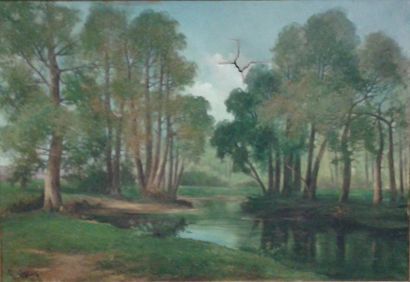Gaston CORBIER (1869-1945) La forêt Huile sur toile, signée en bas à gauche 81 x...
