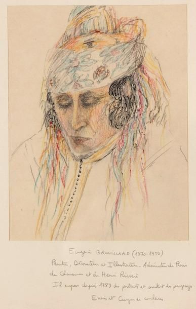 Attribué à Eugène BROUILLARD (1870-1950) Portrait de femme orientale Technique mixte...