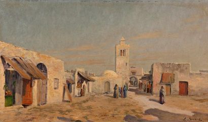 Léon JOUBERT Vue d'une ville en Algérie Huile sur toile, signée en bas à droite 27...