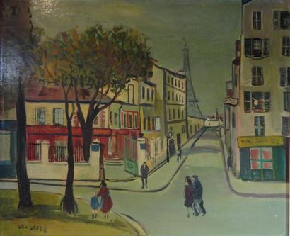 Jean DELDEVEZ (1909-1983) Vue de Paris Huile sur isorel, signée en bas à gauche 38...