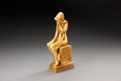 Albert BARTHOLOME (1848 - 1928) Epreuve en bronze à patine dorée figurant une jeune...