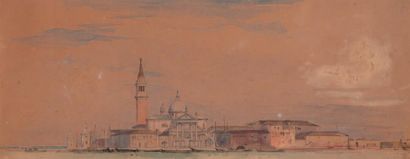 William WYLD (1806-1889) Vue de la Giudecca à Venise Aquarelle Non signée Cachet...