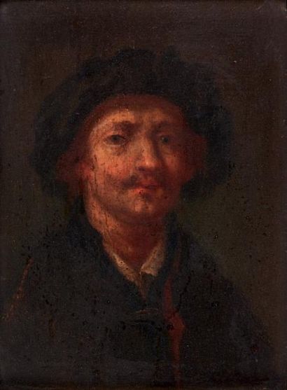 Ecole hollandaise fin XVIIème siècle, dans le goût de Rembrandt Autoportrait Petite...