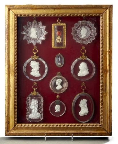 null Rare collection de 10 sulfures représentant pour certains le roi Louis- Philippe,...