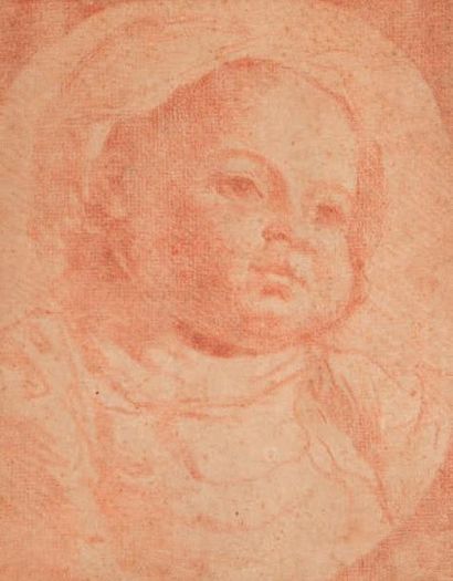 Ecole Française du XVIIIème siècle Portrait de bébé Contre épreuve de sanguine Cadre...