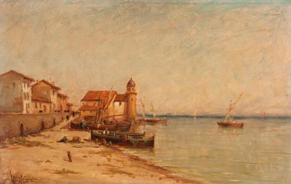 Henry MALFROY-SAVIGNY (1895-1944) Le Vieux port de Martigues Huile sur toile, signée...