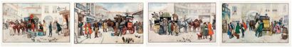 D'après Albert LUDOVICI Jr. (1852-1932) Ensemble de quatre lithographies en couleurs:...