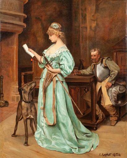 Ferdinand ROYBET (1840-1920) Elegante à la lecture Huile sur toile, signée et datée...