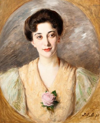 Jacques-Emile BLANCHE (1861-1942) Portrait de femme Huile sur toile, signée et datée...