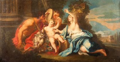 Ecole VÉNITIENNE du XVIIIème siècle Scène mythologique Huile sur toile 71 x 136 cm...