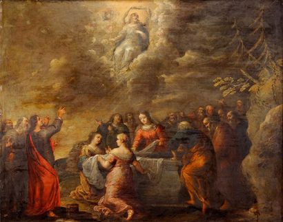 Ecole flamande vers 1650 Entourage de Willem VAN HERP Assomption de la Vierge Huile...