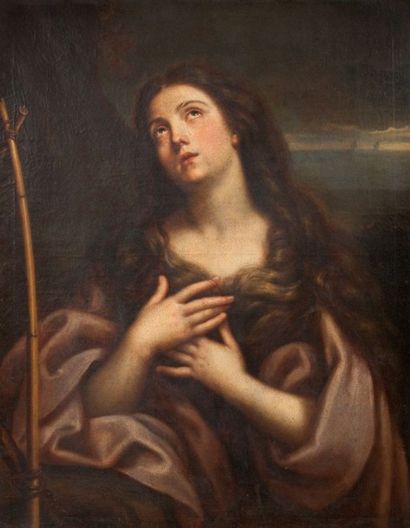 Ecole Française du XVIIIème siècle Marie-Madeleine pénitente Huile sur toile 69 x...