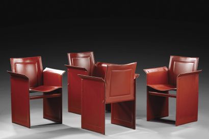 MATTEO GRASSI, modèle de Suite de quatre fauteuils visiteur à structure en métal...
